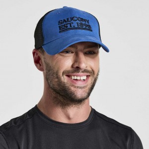 Saucony Adjustable Snap Back Men's Trucker Hats Blue | NEW ZEALAND IVASE