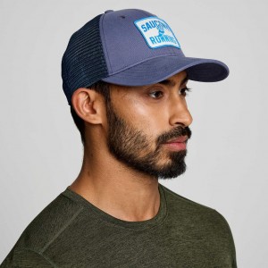 Saucony Adjustable Snap Back Men's Trucker Hats Blue | NEW ZEALAND VRMZP