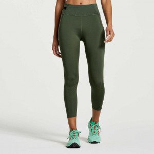 Saucony Explorer Utility Crop Women's Tight Dark Green | NZ OYHEX