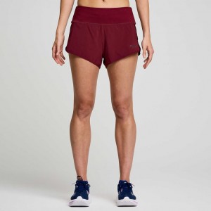 Saucony Outpace 2.5" Split Women's Shorts Burgundy | NEW ZEALAND IGUFL