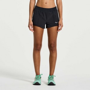 Saucony Outpace 2.5" Split Women's Shorts Black | NEW ZEALAND PJDAN