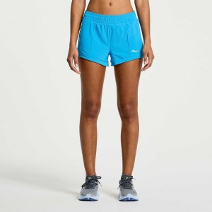 Saucony Outpace 3" Women's Shorts Blue | NEW ZEALAND JQCTS