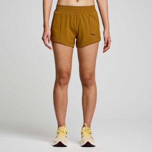 Saucony Outpace 3" Women's Shorts Brown | NEW ZEALAND ZPNLK