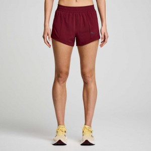 Saucony Outpace 3" Women's Shorts Burgundy | NZ RAQSP