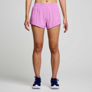 Saucony Outpace 3" Women's Shorts Purple | NEW ZEALAND BDLVF