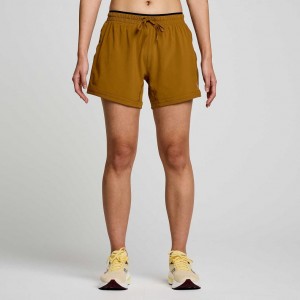 Saucony Outpace 5" Women's Shorts Brown | NEW ZEALAND FHMTV