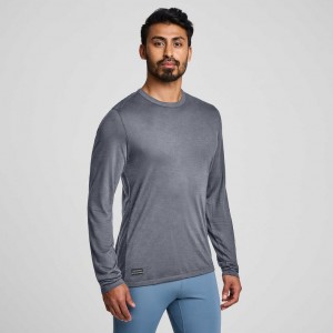 Saucony Peregrine Merino Long Sleeve Men's T-Shirt Grey | NEW ZEALAND VQLWM