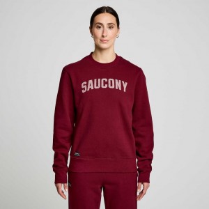 Saucony Recovery Crew Women's Sweatshirt Burgundy | NZ APIUV