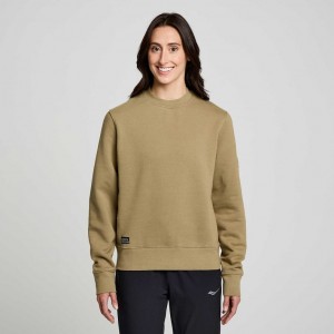 Saucony Recovery Crew Women's Sweatshirt Olive | NEW ZEALAND OQNUZ