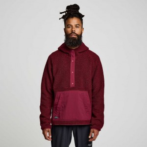 Saucony Recovery Sherpa Pullover Men's Hoodie Burgundy | NEW ZEALAND ACQKY