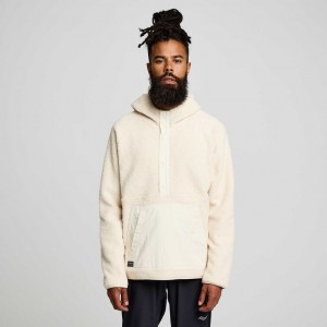 Saucony Recovery Sherpa Pullover Men's Hoodie Cream | NZ DNVKY