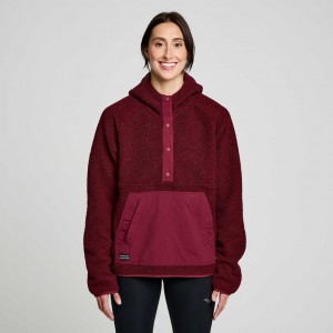 Saucony Recovery Sherpa Pullover Women's Hoodie Burgundy | NEW ZEALAND FLBUK