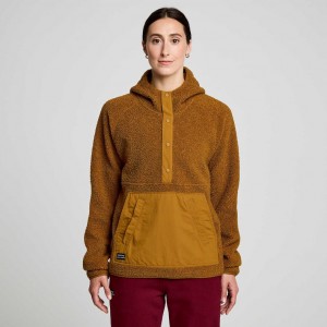 Saucony Recovery Sherpa Pullover Women's Hoodie Brown | NZ JDTVX