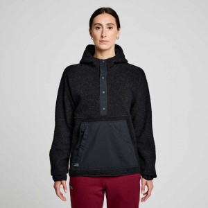 Saucony Recovery Sherpa Pullover Women's Hoodie Black | NEW ZEALAND XOFYQ