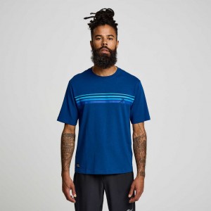 Saucony Recovery Short Sleeve Men's T-Shirt Indigo | NZ HMTKX