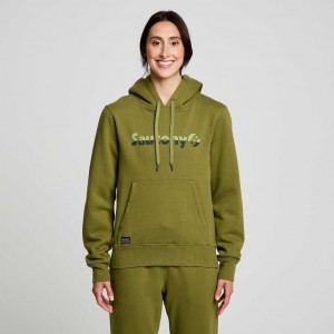 Saucony Recovery Women's Hoodie Olive | NEW ZEALAND GXHTY