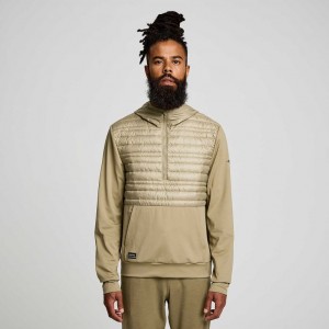 Saucony Solstice Oysterpuff Men's Hoodie Olive | NZ TNOQV