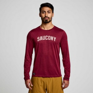 Saucony Stopwatch Graphic Long Sleeve Men's T-Shirt Red | NZ TYCHW