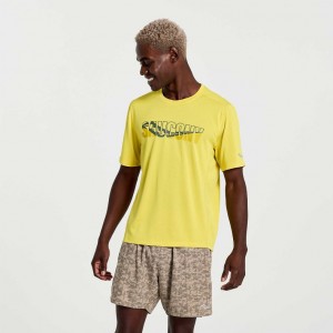 Saucony Stopwatch Graphic Short Sleeve Men's T-Shirt Yellow | NEW ZEALAND YCPMU