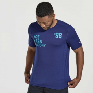 Saucony Stopwatch Graphic Short Sleeve Men's T-Shirt Navy | NZ BRGUI