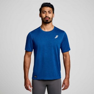 Saucony Stopwatch Graphic Short Sleeve Men's T-Shirt Indigo | NZ IAOLY