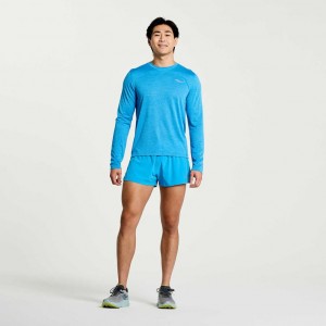 Saucony Stopwatch Long Sleeve Men's T-Shirt Blue | NZ VLBFK