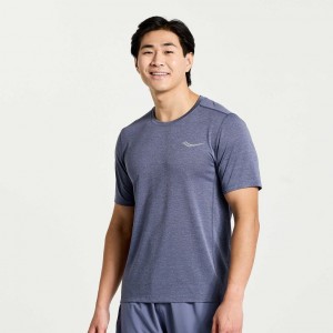 Saucony Stopwatch Short Sleeve Men's T-Shirt Blue | NZ DBUTW