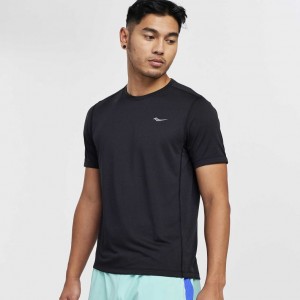 Saucony Stopwatch Short Sleeve Men's T-Shirt Black | NEW ZEALAND MTXKP