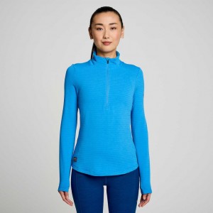 Saucony Triumph 3D 1/2 Zip Women's Sweatshirt Blue | NEW ZEALAND MRVIB