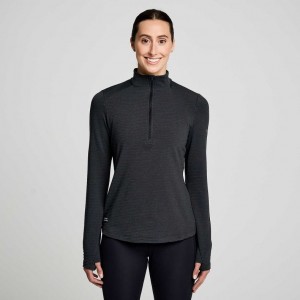 Saucony Triumph 3D 1/2 Zip Women's Sweatshirt Black | NZ DZSUC