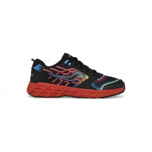 Saucony Wind 2.0 Lace Big Kids' Sneakers Black / Red | NZ SYHGC