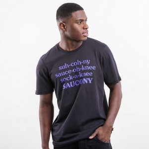 Saucony X Frank Cooke Rested Men's T-Shirt Black | NZ RMFKD