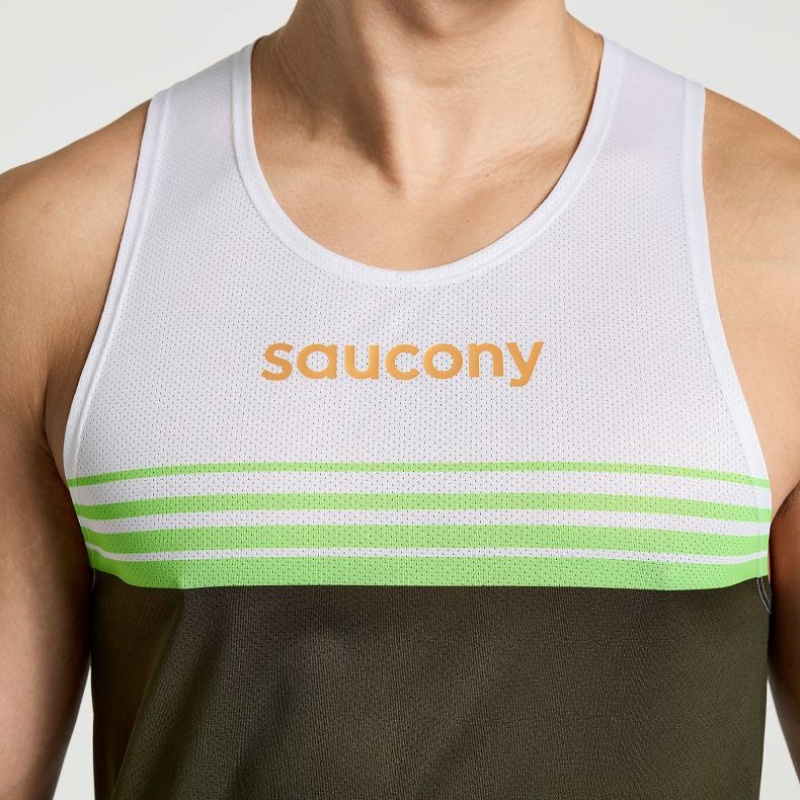 Saucony Elite Men's Singlet White / Black | NEW ZEALAND HCNKZ