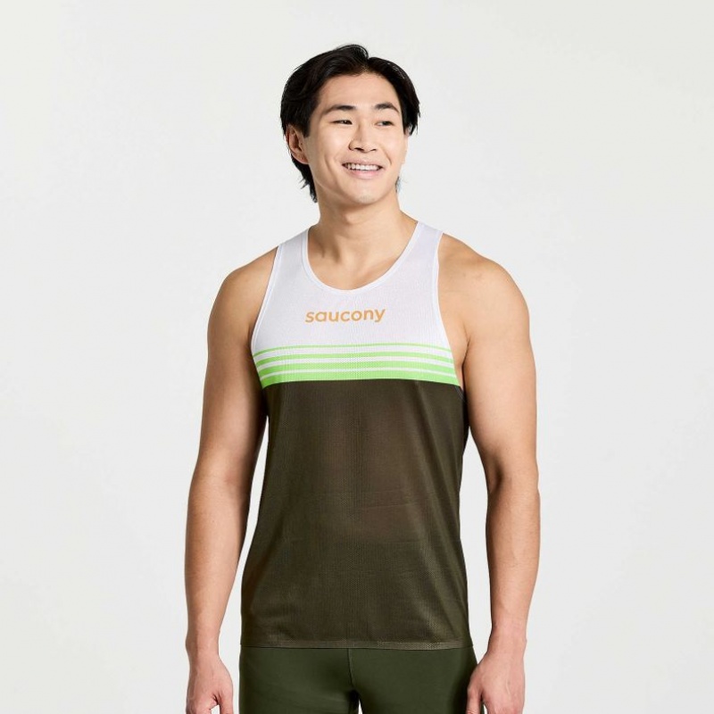 Saucony Elite Men\'s Singlet White / Black | NEW ZEALAND HCNKZ