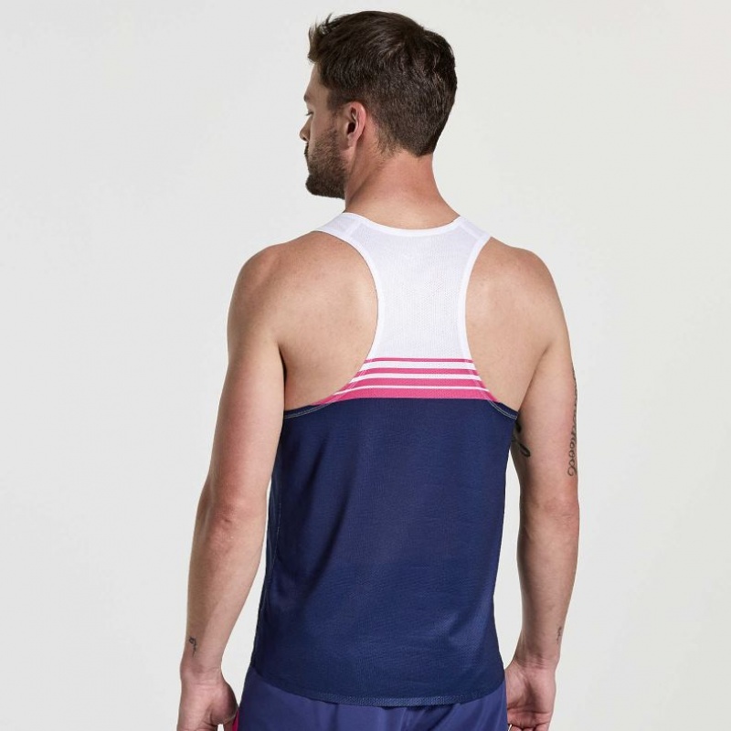 Saucony Elite Men's Singlet White / Navy | NZ GHERN