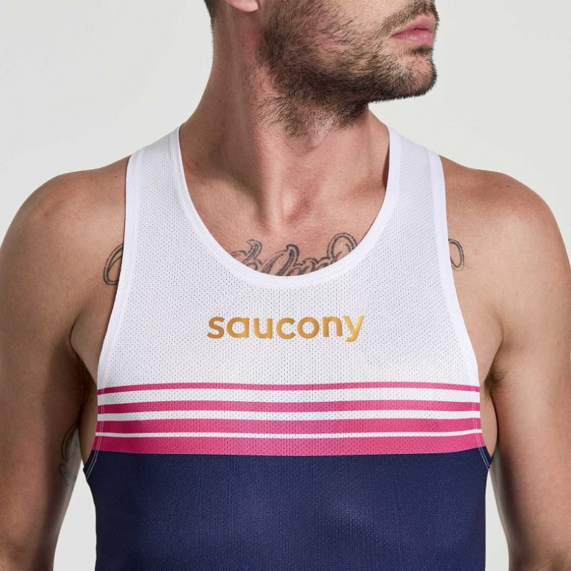 Saucony Elite Men's Singlet White / Navy | NZ GHERN