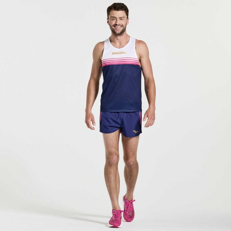 Saucony Elite Men's Singlet White / Navy | NZ GHERN