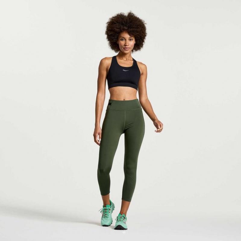 Saucony Explorer Utility Crop Women's Tight Dark Green | NZ OYHEX