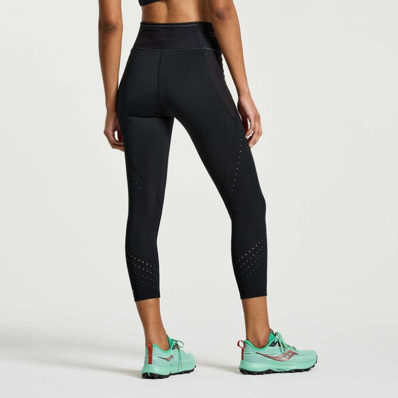 Saucony Explorer Utility Crop Women's Tight Black | NEW ZEALAND JQVEG