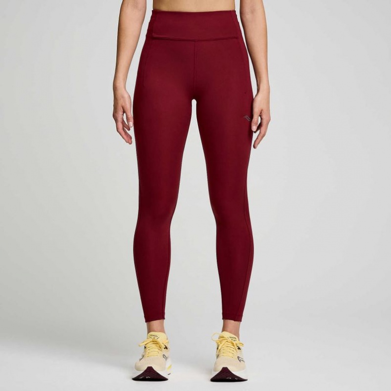 Saucony Fortify 7/8 Women\'s Tight Burgundy | NEW ZEALAND AUJTD