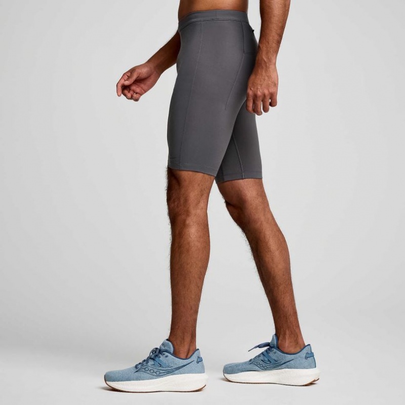 Saucony Fortify Lined Half Men's Tight Grey | NEW ZEALAND KNUOD