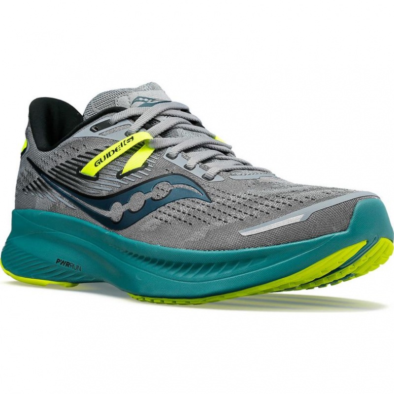 Saucony Guide 16 Men's Running Shoes Grey / Turquoise | NEW ZEALAND UFXLS