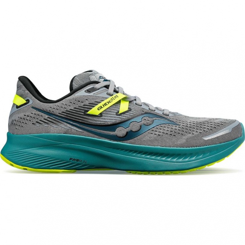 Saucony Guide 16 Men\'s Running Shoes Grey / Turquoise | NEW ZEALAND UFXLS