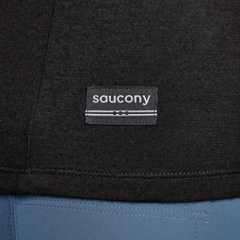 Saucony Peregrine Merino Long Sleeve Men's T-Shirt Black | NZ QHOMN