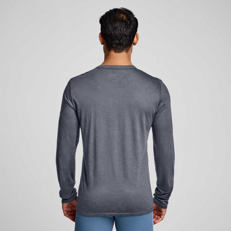 Saucony Peregrine Merino Long Sleeve Men's T-Shirt Grey | NEW ZEALAND VQLWM