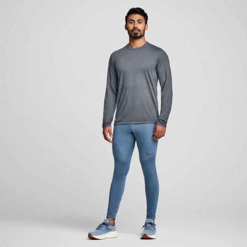 Saucony Peregrine Merino Long Sleeve Men's T-Shirt Grey | NEW ZEALAND VQLWM