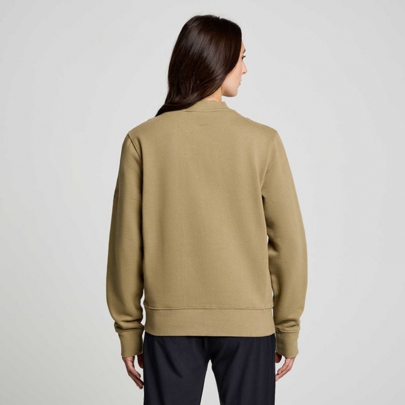 Saucony Recovery Crew Women's Sweatshirt Olive | NEW ZEALAND OQNUZ