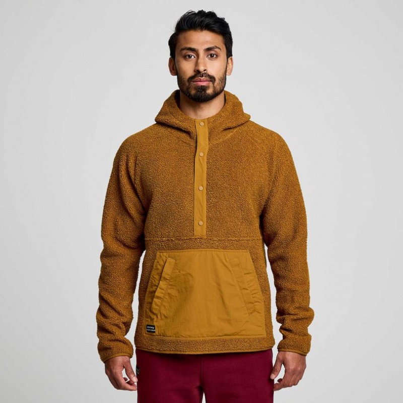 Saucony Recovery Sherpa Pullover Men\'s Hoodie Brown | NZ GNPMJ