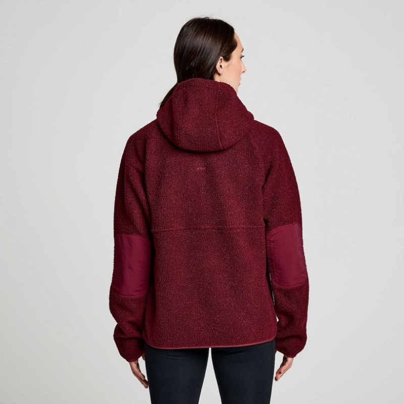 Saucony Recovery Sherpa Pullover Women's Hoodie Burgundy | NEW ZEALAND FLBUK