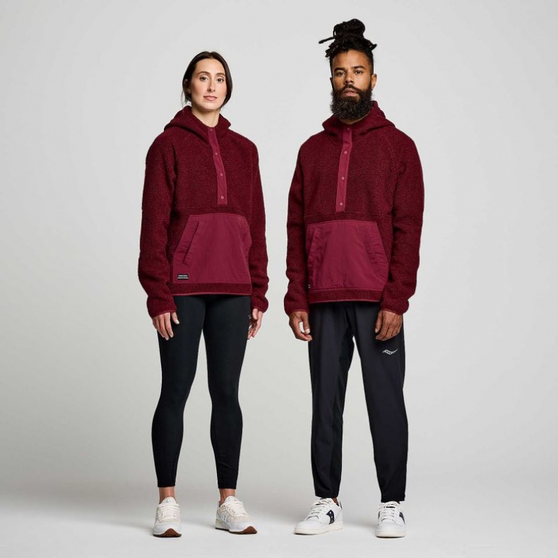 Saucony Recovery Sherpa Pullover Women's Hoodie Burgundy | NEW ZEALAND FLBUK